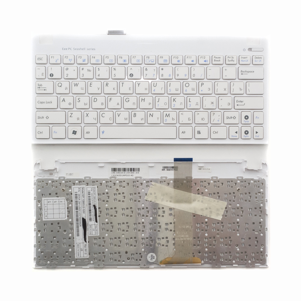 Клавиатура для ноутбука Asus Eee PC 1011CX с белым топкейсом (версия 1) Клавиатура для ноутбука Asus Eee PC 1011CX с белым топкейсом (версия 1)