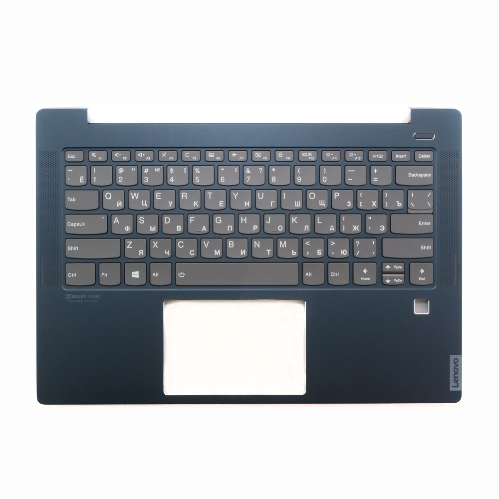 Клавиатура для ноутбука Lenovo S540-14IWL серая с синим топкейсом, с подсветкой Клавиатура для ноутбука Lenovo S540-14IWL серая с синим топкейсом, с подсветкой